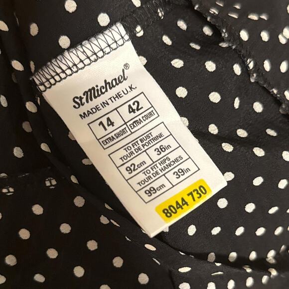 Black white polka dot midi dress vintage with spaghetti straps a-line - Picture 4 of 8